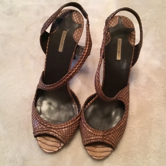 Max Studio Brown Snakeskin Slingback Heels 7.5 - Picture 4 of 9